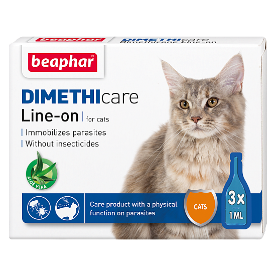Beaphar Dimethicare Spot-on Cats - Противопаразитни капки за котки - 3х1мл