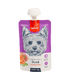 Wanpy Tasty Dog - Месна паста с патица, морков и грах - 90 гр