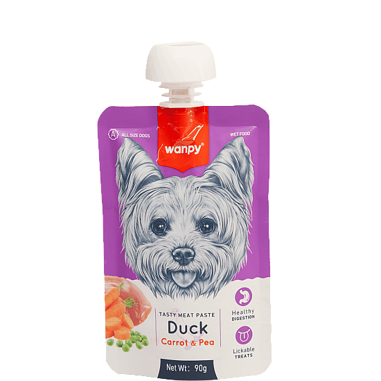 Wanpy Tasty Dog - Месна паста с патица, морков и грах - 90 гр