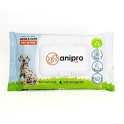 Anipro - Антибактериални биоразградими хигиенни кърпички за кучета и котки - 40 бр