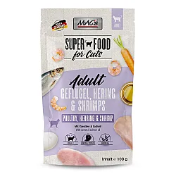 Mac's Cat Adult Chicken, Herring and Shrimps - Пауч за котки с пиле, херинга, скариди и масло от сьомга