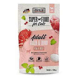 Mac's Cat Adult Veal and Beef - Пауч за котки с говеждо, червени боровинки и котешка трева