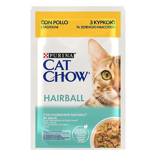 Purina Cat Chow Adult Cat Hair Control Chicken - Пауч за котки с пиле и зеленчуци против образуване на космени топки