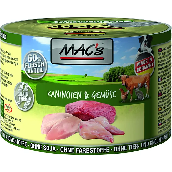 Mac’s Кучешка консерва Dog  with Rabbit and Vegetables - заешко месо и зеленчуци