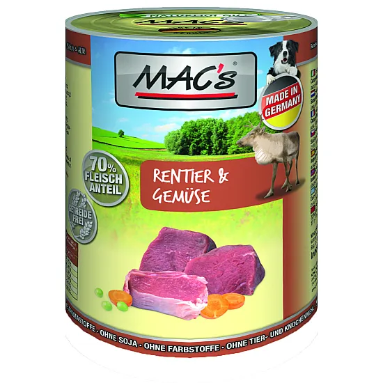 Mac’s Кучешка консерва Dog Reindeer, Vegetables and Pasta - северен елен, зеленчуци и паста