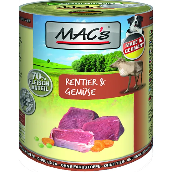 Mac’s Кучешка консерва Dog Reindeer, Vegetables and Pasta - северен елен, зеленчуци и паста