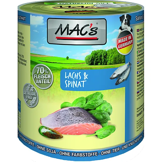 Mac’s Кучешка консерва Dog with Salmon,Pasta and Spinach - сьомга, паста и спанак