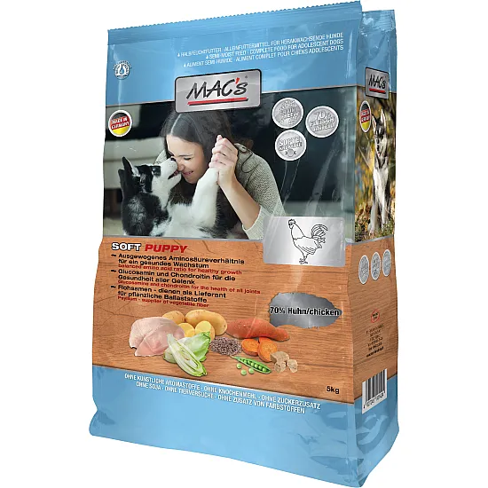 Mac’s Soft  Puppy with Chiken - храна за подрастващи кучета от всички породи с пилешко месо