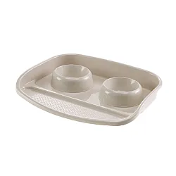 Ferplast Lindo Tray And Bowls Entry Level - Комплект бели купи за хранене с подставка