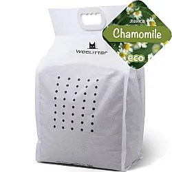 Weelitter Chamomile - Натурална биоразградима соева котешка тоалетна с нежен аромат на лайка