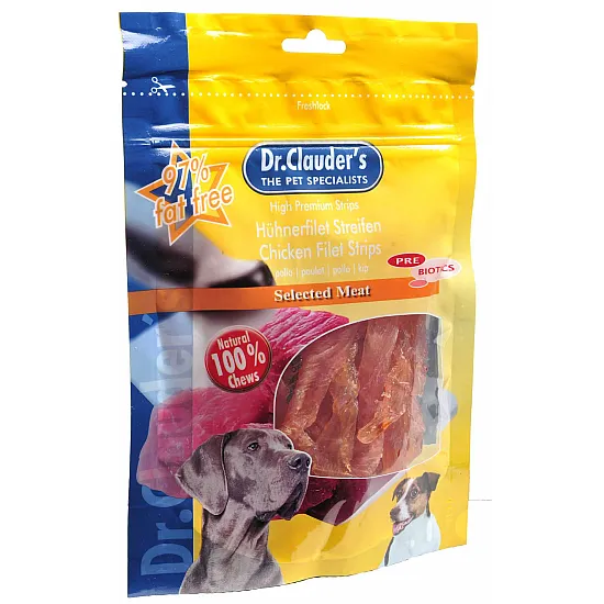 Dr.Clauder`s Filet strips - меки ленти от пилешки гърди 80 гр/pre biotik/