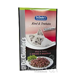 Dr.Clauder`s Dr.Clauder s premium pouches- говеждо и пуйка в желе 100 gr