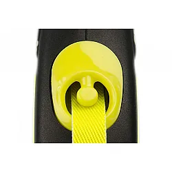 Flexi Classic Neon Yellow - Автоматичен повод за кучета - лента, светлоотразителен, жълт, 5 м