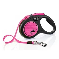 Flexi Classic Neon Pink - Автоматичен повод за кучета - лента, светлоотразителен, розов, 5 м