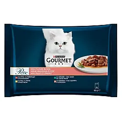 Purina Gourmet Perle Adult Cat Beef - Паучове за котки с говеждо - 4х85гр
