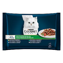 Purina Gourmet Perle Adult Cat Rabbit - Паучове за котки заек и зеленчуци - 4х85гр