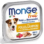 Monge Fruit Pate And Chunkies With Chicken And Raspberry - Пастет и хапки с пиле и малини - 100 гр