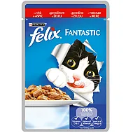 Felix Fantastic Adult Cat Beef - Пауч за котки с говеждо - 85гр