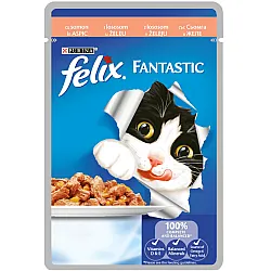 Felix Fantastic Adult Cat Salmon - Пауч за котки със сьомга - 85гр