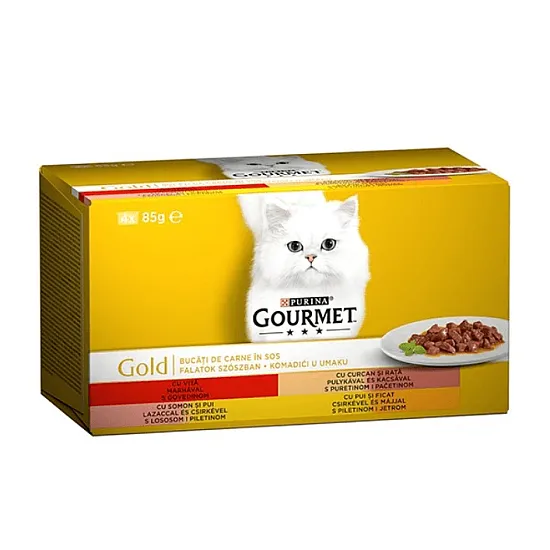 Purina Gourmet Gold Adult Cat - Месни хапки в сос за котки - 4 х 85гр