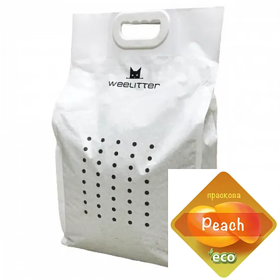 Weelitter Honeypeach - натурална биоразградима соева котешка тоалетна с нежен ненатрапчив аромат на праскова 6 и 18 литра